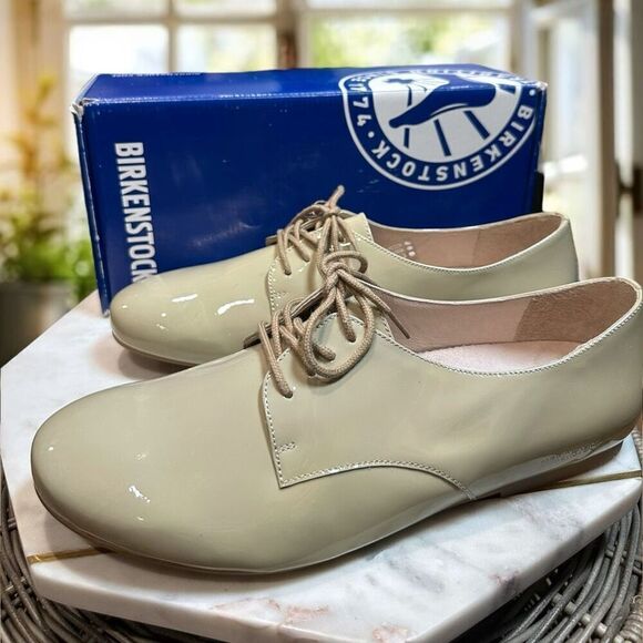 Birkenstock Saunders Durby Napa Leather Lace-Up Oxford Shoes Cloud Patent (New) main image 14